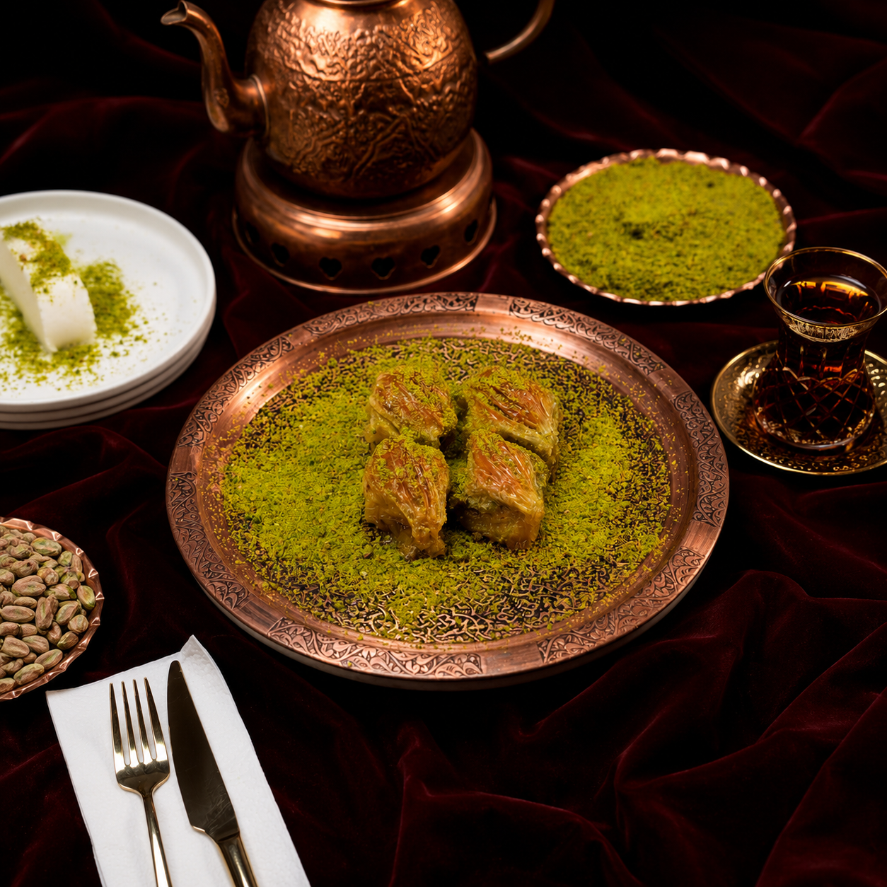 Fıstıklı Kaymaklı Midye Baklava - Neves Baklava